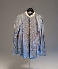 Sale Polo Ralph Lauren Stripe Bib Mandarin Collar Shirt S Blue