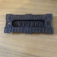 Vintage Cast Iron Art Nouveau LETTERS Letter Box Cover door plate Small Size