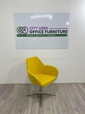 Tub Chair, Yellow Fabric, Chrome Four-Legged Base