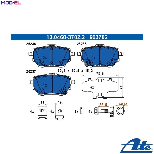 Brake pad set disc - set,