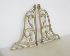 Vintage Brass Shelf Brackets Holders Shelve Shelving Ornate Old 9.25"D