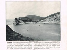 Lulworth Cove & Village Dorset Antique Picture Print Old Victorian 1895 RTC#37