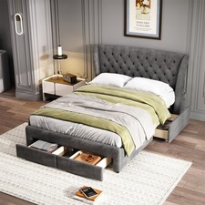 Double Bed with Storage Velvet