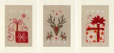Vervaco Counted Cross Stitch Kit Greetings Cards Christmas Set of 3