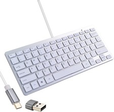 Powboro USB C Mini Keyboard Compact Small Slim Wired Keyboard USB-C Connection,