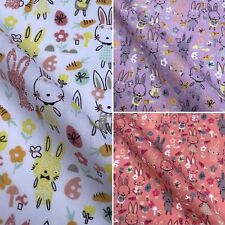 Bunny Rabbits Design Polycotton Cotton Print Dress Children's Kids Craft Fabric 