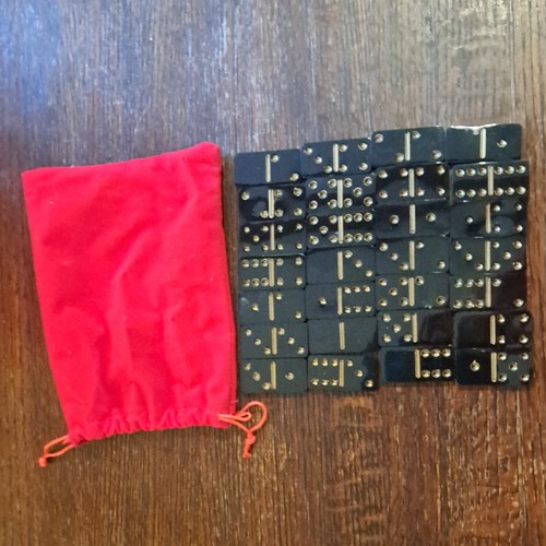 Dominoes black plastic tile - black,