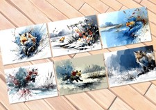 Winter Fox in Snow 5"x7" Print on Matte Paper | Expressive Watercolor Wildlife