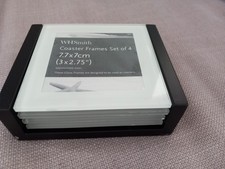 Set Of 4 Glass Coaster Photo Frames. W H Smith. To Fit  7.7x 7cm Pictures. New