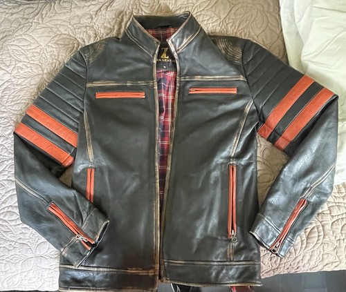 Zara men leather biker - men's,
