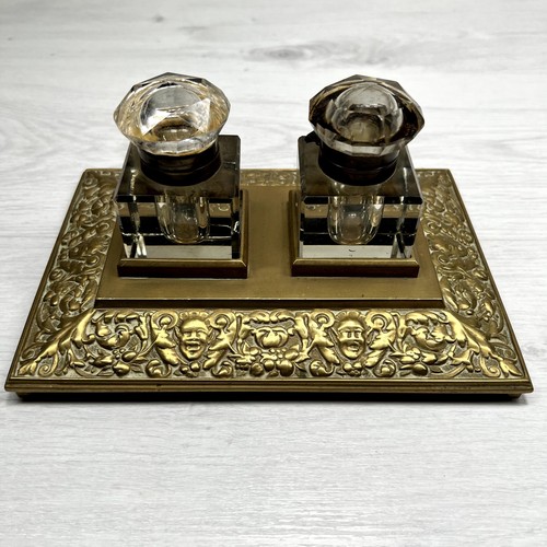 Vintage double crystal inkwell - double,