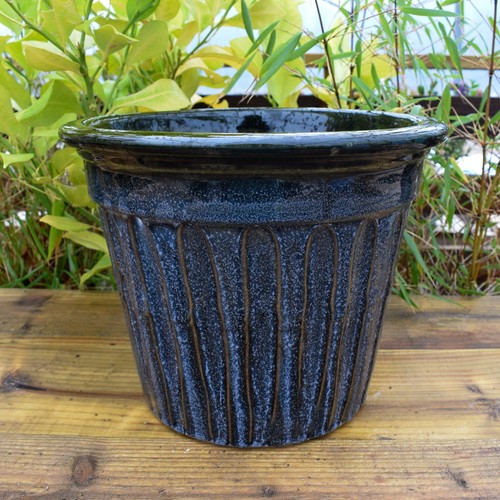 Plant pot ceramic 30cm - 30cm, black