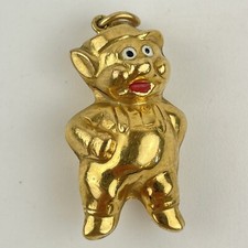 Vintage Hollow 9ct Yellow Gold Pig Charm 3cm 2.5g 1969 GJLtd