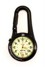 Black Clip-on Carabiner FOB Watch For Doctors Nurses Paramedics Chefs Sports
