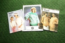 3 Pre Owned Ladies and Childs Jumper DK Knitting Patterns 26-42"