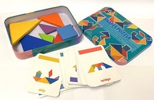 Wooden Building Blocks Make Patterns Puzzles Educational Toy Tangram Kids Gift