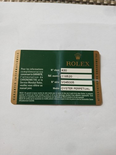 Rolex green card model number - green,