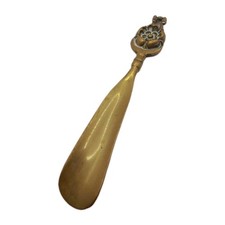 Old Vintage Solid Brass - Yorkshire Lancashire Rose 9" Shoe Horn