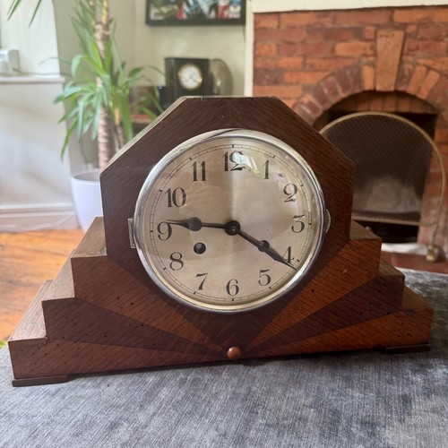 1930s art deco oak mantel - art,