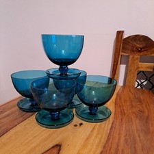 5 Vintage green Coloured Glass