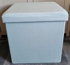 Dunelm Pastel Green Faux Linen Foldable Storage Ottoman Cube (38cm x 38cm x38cm)