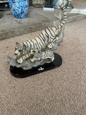 White Tiger with Cub Resin Figure 9x9''