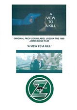 James Bond 007 - A View To A Kill - Rare original 1985 prop Zorin label w/ COA