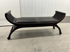 Leather Top Colonial Style Duet Window Seat Bench