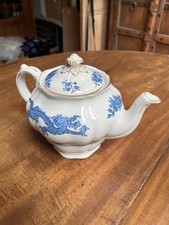 Booths Vintage Dragon China Tea Pot Blue cream gold