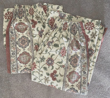 Dorma Victoria & Albert Kalamkari Curtains Pair Beige Red Vintage Lined W84 L54"