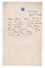 General Bryan Milman, Tower of London, Indian Mutiny, handwritten note, 1881