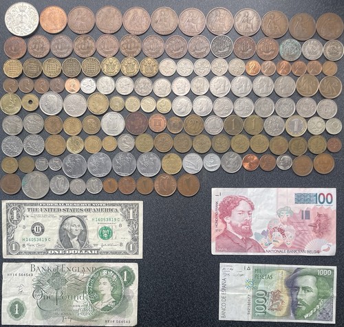 143 coins banknotes - +, 4