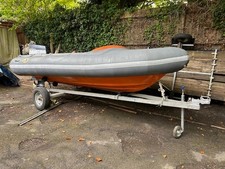 Avon searider rib with Yamaha 40hp boat engine on galvanized trailer