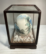 Vintage Asian Hand Painted Egg In Display Ornament