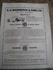 S H RICHARDSON & SONS LTD MG SPECIALISTS MG WANTED 1961 ADVERT A4 FILE 14