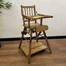 Antique Metamorphic Wooden High Chair /Play Chair