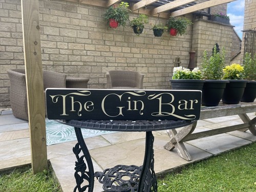 Gin bar sign wooden vintage - gin,