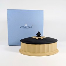 Wedgwood Jasperware Library Collection Cane Yellow Black Basalt Oval Column Box