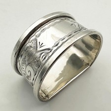 D-SHAPED NAPKIN RING STERLING SILVER GEORGE V BIRMINGHAM 1935 JAMES SWANN & SON