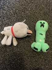 Minecraft Dennis the wolf & creeper plush teddy soft toy bundle