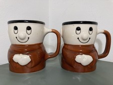 2  KP Crisps Friar Monk Mug Promotion by Wade Ceramics 1980s Vintage 