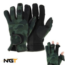 NGT Fishing Gloves Camo Neoprene Open Finger Design All Sizes Waterproof