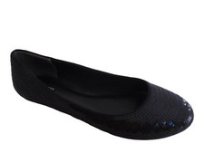 JAEGER BLACK SEQUINED SLIP ON FLAT LADIES SHOES UK 5 - EUR 38