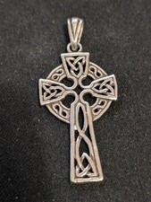 Vintage Sterling Silver Patterned Celtic Cross
