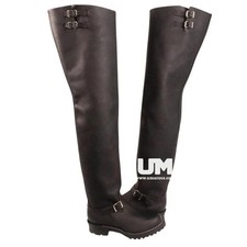 Mens black leather thigh high - leather,