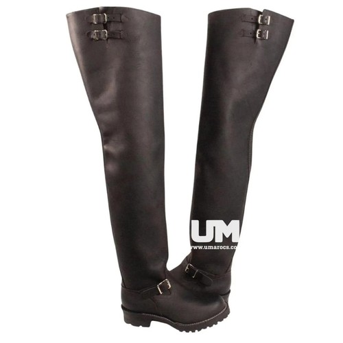 Mens black leather thigh - leather,