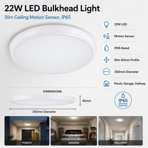 22w led bulkhead light slim - 22w,