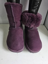 FITFLOP MUKLUK DESIGNER UK 6 EU 39 WOMENS PURPLE SUEDE LEATHER FLAT ANKLE BOOTS