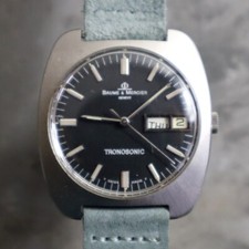 Baume & Mercier Tronosonic Black Dial Vintage Watch 1970s Tuning Fork