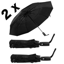 2 Packs Black Umbrella Automatic Open Travel Folding Umbrella for Men or Women